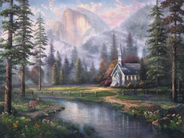  chapel oil painting - Valley Chapel Thomas Kinkade